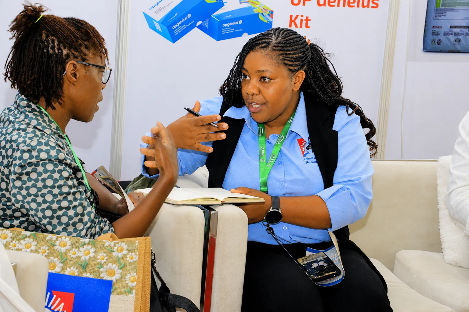 An Animix specialist listening to an AFEC visitor