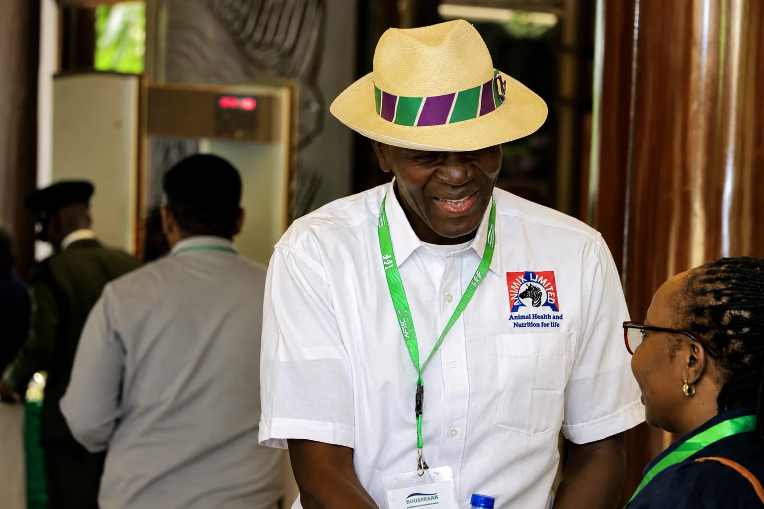 An Animix representative engaging with a delegate at AFEC