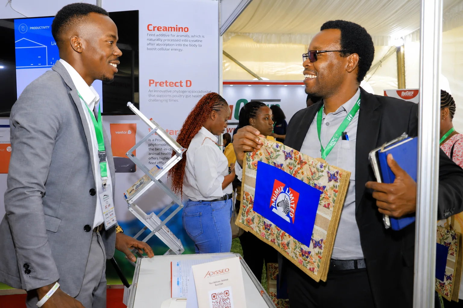 Animix welcoming a delegate at the AFEC exhibition stand